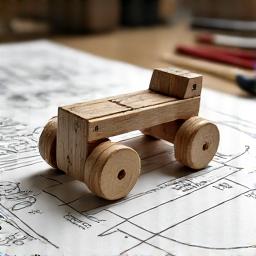 A detailed sketch of a new wooden toy.