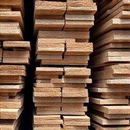A stack of sustainably sourced timber.