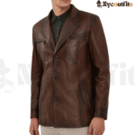 Brown Blazer Leather Jacket For Men