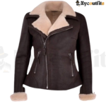 Women Brown Jacket Aviator Shearling