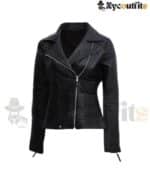 Women's Black Leather Biker Jacket