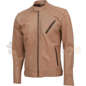 Men Brown Leather Biker Jacket