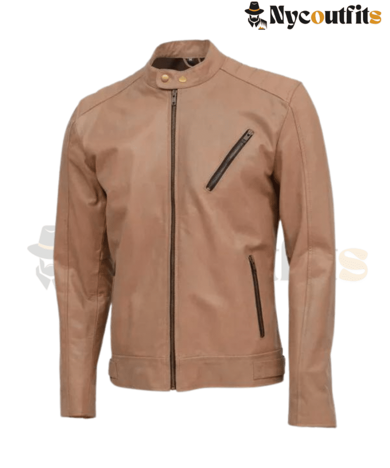 Men Brown Leather Biker Jacket