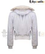 Women White Fur Leather Jacket