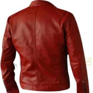 Red Mens Biker Leather Jacket