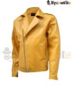 Men's Yellow Leather Biker Jacket