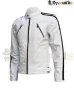 Luxurious Off White Leather Jacket