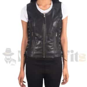 Women Biker Leather Vest