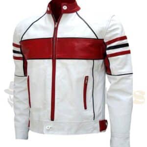 Bold Style Red and White Leather Jacket