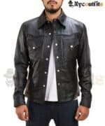 Black Leather Shirt for men