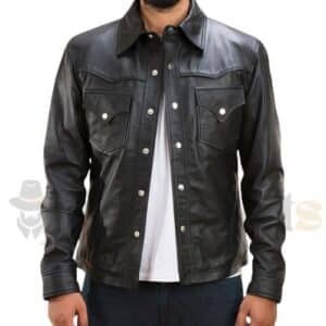 Black Leather Shirt for men