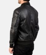 Black Leather Jacket Bomia MA 1 Style