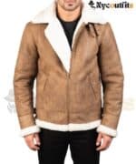 Francis B-3 Distressed Brown Leather Bomber Jacket