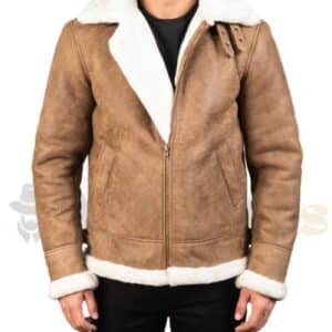 Francis B-3 Distressed Brown Leather Bomber Jacket