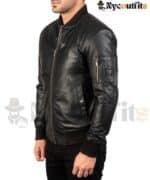 Black Leather Bomber Jacket