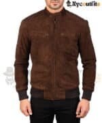 Mocha Suede Bomber Jacket Sven Style