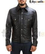 Black Leather Shirt Classic Design