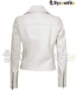 Beige Moto Leather Jacket for Women