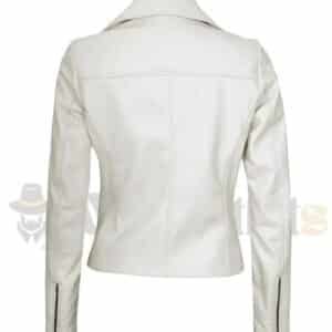 Beige Moto Leather Jacket for Women