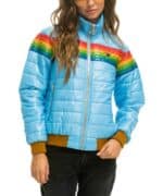 Glossy Rainbow Women Puffer Jacket