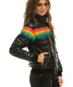 Glossy Rainbow Women Puffer Jacket