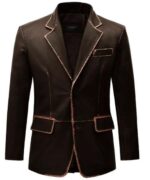 Men Dark Brown Leather Blazer