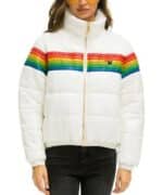 Glossy Rainbow Women Puffer Jacket