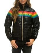 Glossy Rainbow Women Puffer Jacket