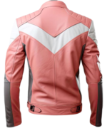 Men's Grey Pink Sheepskin Leather Biker Jacket - Slim Fit, Lightweight