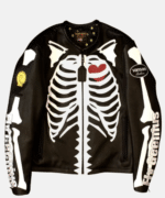 Skeleton Print Punisher Leather Jacket