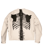 Skeleton Print Punisher Leather Jacket