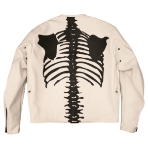 Skeleton Print Punisher Leather Jacket