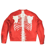 Skeleton Print Punisher Leather Jacket