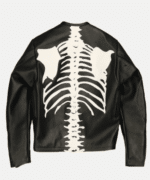 Skeleton Print Punisher Leather Jacket