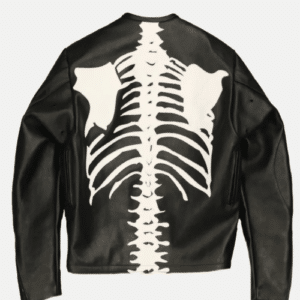 Skeleton Print Punisher Leather Jacket