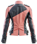 Women's Ash Grey Pink Sheepskin Leather Moto Jacket