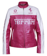 Women Barbie Pink Ferrari Leather Jacket