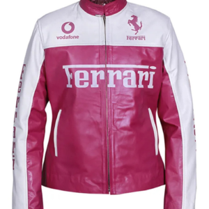 Women Barbie Pink Ferrari Leather Jacket