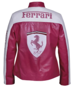 Women Barbie Pink Ferrari Leather Jacket