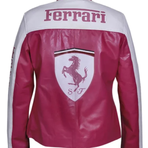 Women Barbie Pink Ferrari Leather Jacket