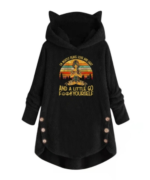 Womens Plush Cat Ear Hoodie with Peace Love and Sass Graphic