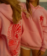 Pink Palm Oversized Puff Hoodie