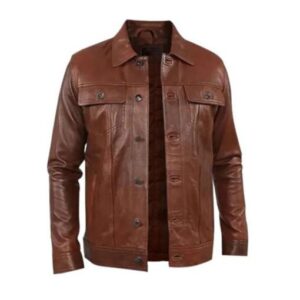 Cyrus Brown Leather Racer Jacket