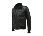 Distressed Black Genuine Leather Bomber Jacket Distressed Black Genuine Leather Bomber Jacket