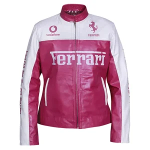 Ferrari Racing Pink Leather Jacket