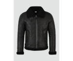 Jet Black Shearling Leather Jacket