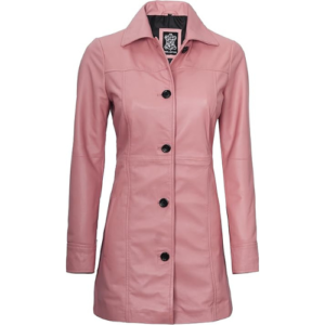 Kandis Women Pink Genuine Leather Car Coat