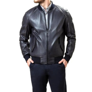 Men Black Bomber Genuine Leather Jacket