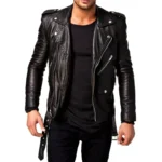 Men Leather Jacket Black Biker Genuine Jacket
