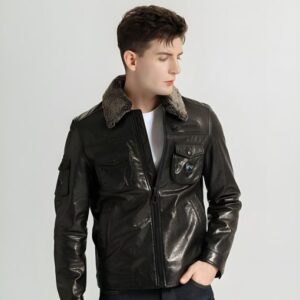 Men Casual Plain Leather Jacket